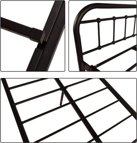 Vista 5 de HOMERECOMMEND Metal Daybed Frame Heavy Duty Metal Slats Sofa Bed Platform Mattress Foundation Twin Day Bed Black Sanded
