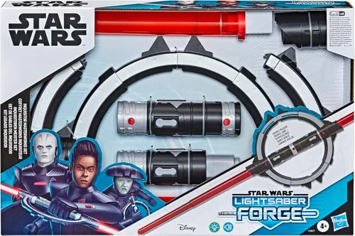 Vista 3 de STAR WARS Lightsaber Forge Inquisitor Masterworks Set de sable de luz electrónico de doble hoja, juguete de rol personalizable para niños a partir