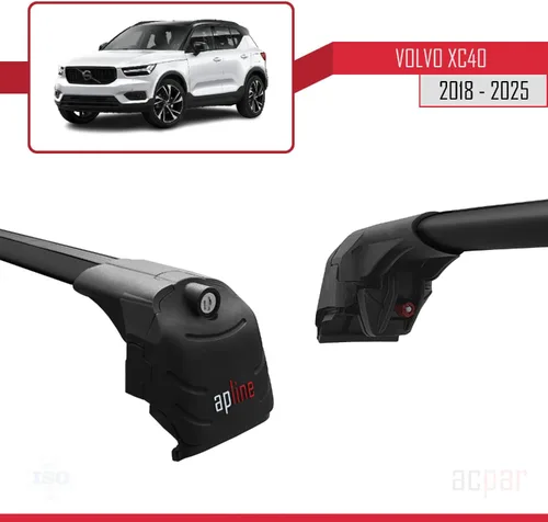 Vista 3 de Compatible with Volvo XC40 2018-2025 ACE-2 Car Roof Rack Cross Bar Black Aluminium 2 Bars