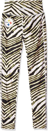 Vista 25 de Zubaz - Leggings con estampado de cebra para mujer con licencia oficial de la NFL, color del equipo Aqua Naranja