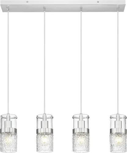 Vista 17 de LMS Lámpara colgante dorada, 1 luz colgante para isla de cocina con vidrio martillado, LMS-171 Oro - Vidrio martillado