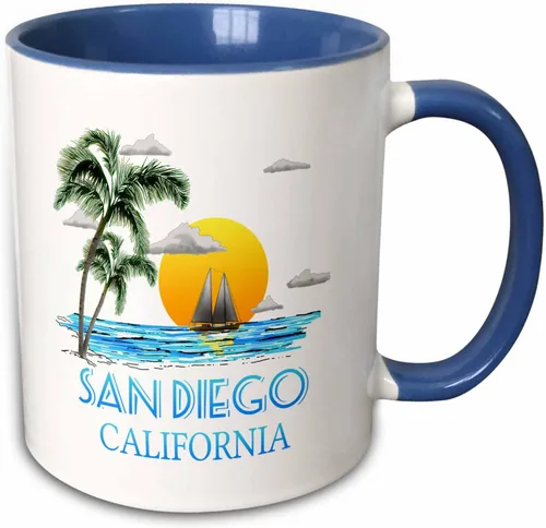 Vista 12 de 3dRose San Diego California diseño náutico de vela de barco y palmeras. - Tazas (mug_299286_4)