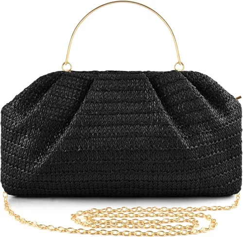 Vista 8 de ERKOON Clutch Purse for Women Elegant Pleated Evening Bag Crossbody Shoulder Handbag Envelope Bag with 2 Detachable Chain