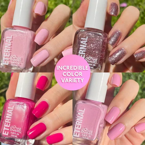 Vista 2 de Eternal Juego de esmaltes de uñas con purpurina para mujer (PINKY PROMISE) Juego de esmaltes de uñas rosa claro para niñas Kit de esmalte de uñas