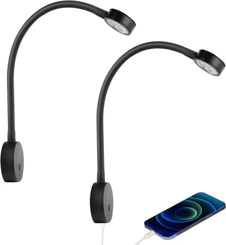 acegoo Luz de Lectura LED de 12 V, lámpara de lectura de cabecera de barco RV, luz de cama de cuello flexible de 12 voltios para cámper van,