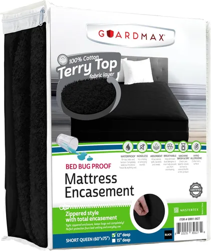 Vista 39 de Guardmax Funda de colchón individual con cremallera, protector de colchón 100% impermeable, suave y absorbente de algodón de rizo superior