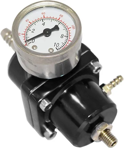 Vista 3 de Kit de regulador de presión de combustible ajustable universal con medidor de 0-140 PSI Regulador de presión de inyección de aceite de gas