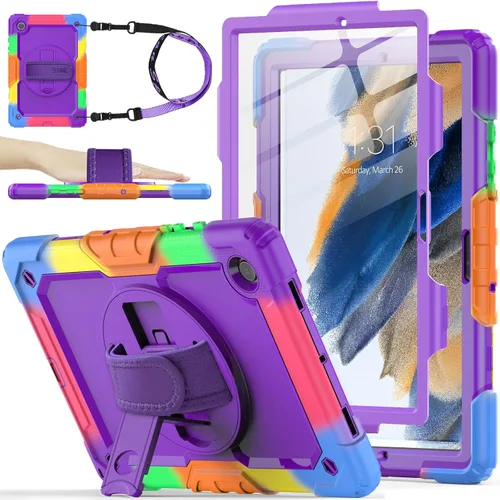 Vista 11 de SEYMAC stock Funda para Samsung Galaxy Tab A8 de 10.5 pulgadas, funda de protección contra caídas de cuerpo completo con protector de pantalla