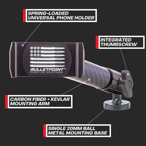 Vista 3 de Bulletpoint Soporte para teléfono celular con montaje en tablero, compatible con Jeep Wrangler (JK 2007-2010 y TJ 1997-2006) con soporte de bola