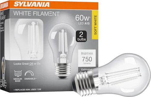 Vista 41 de Sylvania T14 - Bombilla LED transparente de filamento blanco, 3.5 W, regulable, 300 LMS, base media, 2700 K, blanco suave, 1 paquete (42266)