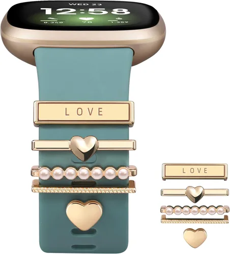 Vista 11 de Ouwegaga Compatible con Fitbit Versa 4 Bandas para Mujer/Sense 2/Sense/Versa 3 Bandas, Correa Deportiva de Silicona Suave con 5 Piezas de Anillos