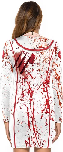 Vista 5 de KatchOn, Disfraz de enfermera sangrienta de Halloween para mujer, disfraces de Halloween para mujer, disfraz de enfermera zombi para mujer