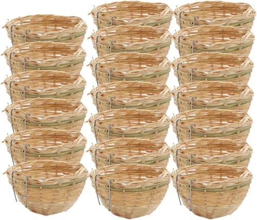 Vista 7 de Fenteer 20x Pajarera tejida a mano de alimentación nido de cría con gancho para pinzón - 20 piezas