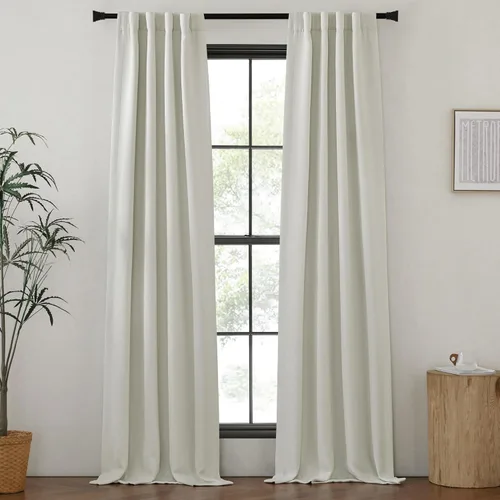 Vista 66 de NICETOWN Cortinas opacas de lino grueso 100% de 84 pulgadas de largo, 2 paneles, cortinas térmicas con pliegues pinzados para oscurecer