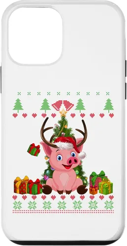 Vista 12 de iPhone 14 Funny Reinder Pig Lovers Santa hat Ugly Christmas Sweater Case