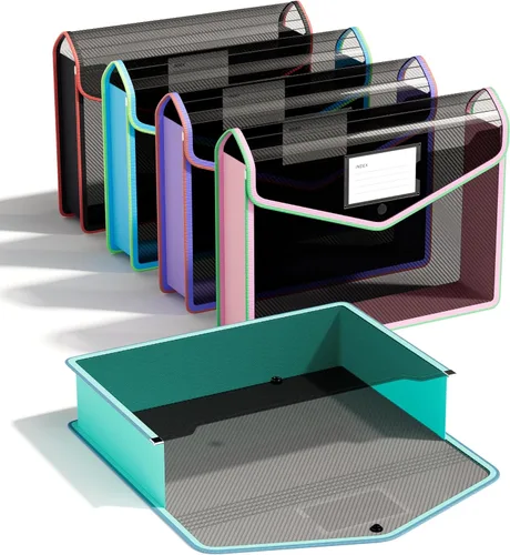 Vista 8 de ThinkTex - Carpeta de archivos expandible de plástico, sobres transparentes con cierre de presión, sin divisores, gran capacidad, organizador