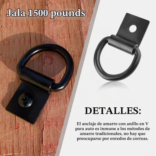 Vista 6 de 4PCS D Rings Heavy Duty & Tie Down Anchor with a Robust 1500 Pound,Trailer Tie Down Anchor Securing Cargo in Trucks RVs SUVs,Multipurpose Tralier D