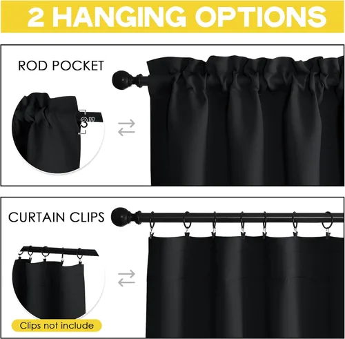 Vista 8 de NICETOWN 2 paneles de 42 x 72 pulgadas de largo, cortinas opacas con bolsillo para barra con 4 paneles de 42 x 16 pulgadas de largo, cenefas opacas