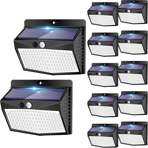 Vista 12 de Peasur Luces solares para exteriores, [138 LED/8 paquetes] Luz de pared de seguridad con sensor de movimiento solar con 3 modos de iluminación