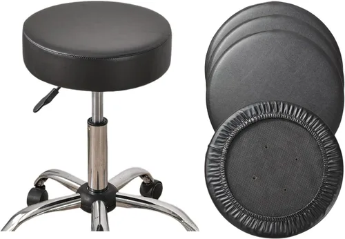 Vista 19 de HAOYONG Juego de 4 fundas redondas para taburetes de bar, impermeables, de poliuretano, fundas elásticas para taburetes de bar, fundas para sillas