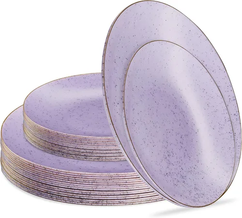 Vista 27 de PLASTICPRO Juego de 32 elegantes platos desechables de plástico que incluye 16 platos llanos y 16 platos de ensalada, platos de fiesta resistentes
