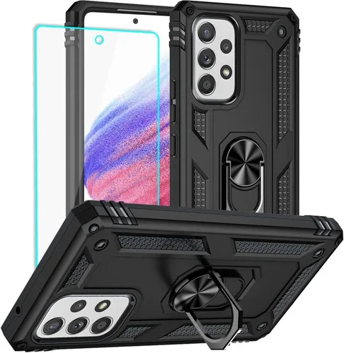 Vista 19 de Yiakeng Funda para Samsung A52, Galaxy A52 con protector de pantalla HD, fundas protectoras de grado militar con anillo para Samsung Galaxy A52 5G