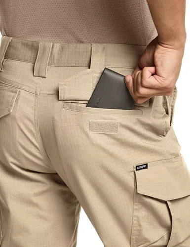 Vista 9 de CQR Men's Flex Stretch Tactical Pants, Water Resistant Ripstop Cargo Pants, Lightweight EDC Outdoor Hiking Work Pants