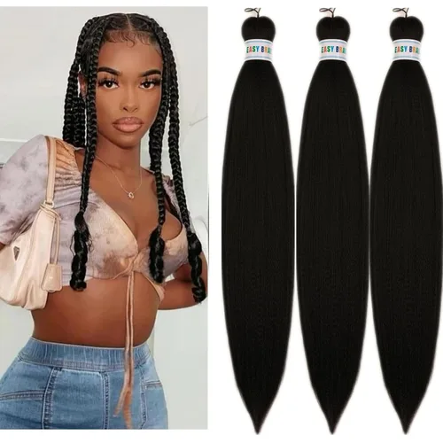 Vista 53 de Leticia - Cabello estirado para trenzar, color negro, 16 pulgadas, paquetes de 6