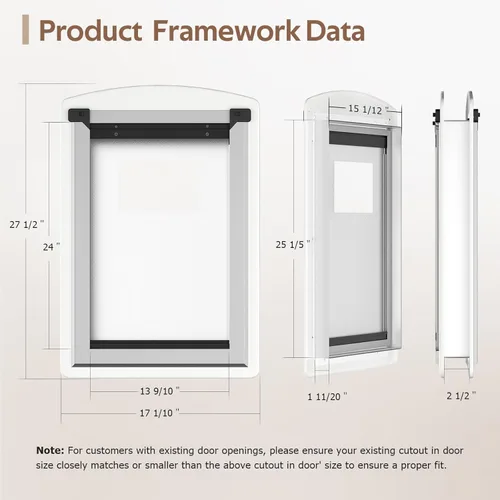 Vista 2 de [MAVRICTECH] Extea - Puerta grande para perro para puerta, puerta de perro para puerta interior y exterior con marco de acero y túnel telescópico