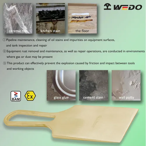 Vista 4 de WEDO Raspador de cabina de pulverización sin chispas de 9 pulgadas de longitud, raspador de cabina de pulverización de seguridad sin chispas, bronce