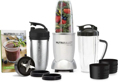 NutriBullet Edición PRIME de 1000 vatios, sistema mezclador de alta velocidad de 12 piezas, incluye taza aislada de acero inoxidable y libro de