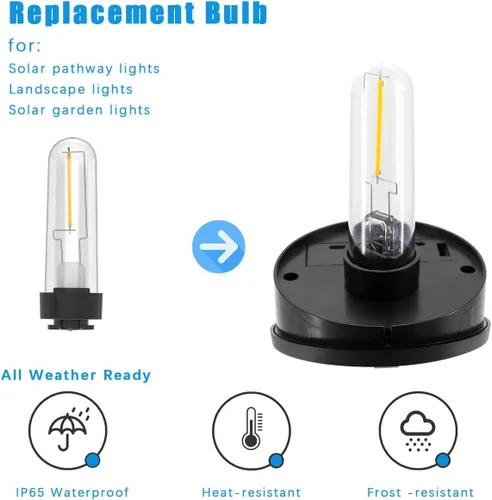 Vista 4 de Bombilla solar de repuesto que puede adaptarse a la bombilla solar Hampton Bay de 3 V, luz solar blanca cálida para exteriores e interiores