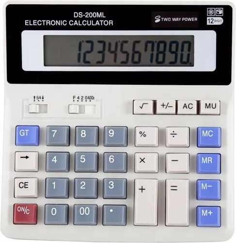 Vista 3 de Calculadora de escritorio grande con pantalla de 12 dígitos, grandes botones de plástico para una fácil operación y visualización, fuente