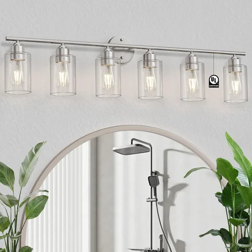 Vista 23 de Espird Lámpara de baño negra de 3 luces para tocador, moderna lámpara de pared para baño, lámpara de pared de granja, apliques de pared negro mate