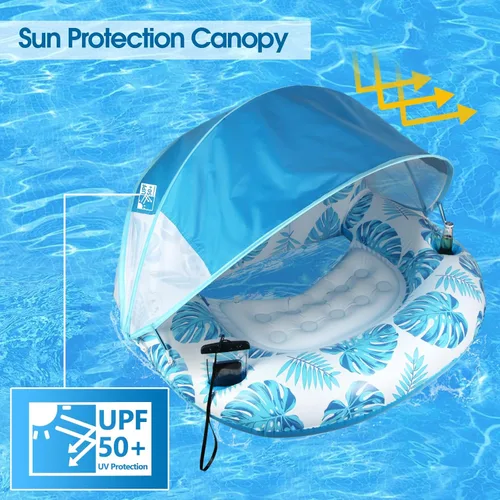 Vista 2 de COOLCOOLDEE New Upgraded Pool Chair Float with Shade,XL Pool Floats for Adults Heavy Duty,Inflatable Pool Chair Lounge Float with Cup Holder &
