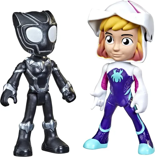 Spidey and His Amazing Friends Hero Reveal - Paquete de 2 figuras de acción de Marvel, función de máscara, araña fantasma y pantera negra, a partir