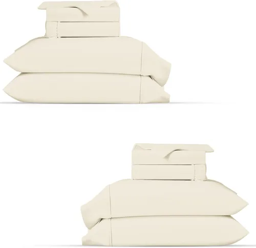 Vista 10 de TEXAS LINEN CO. Paquete de 2 juegos de sábanas de percal de algodón 100% orgánico, suaves, transpirables y refrescantes, con esquinas profundas