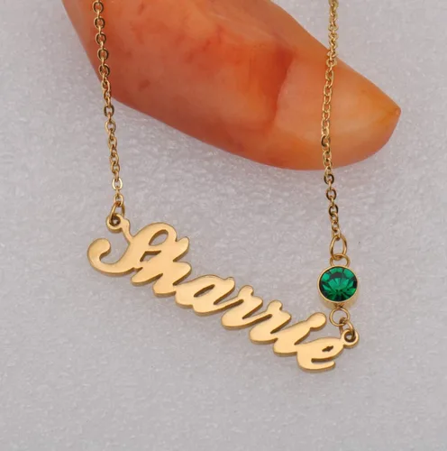 Vista 5 de HUAN XUN Dainty Custom Letter Name Necklace with Birthstone for Women