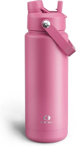 Vista 104 de Botella de agua aislada para niños con popote, botella de agua de acero inoxidable de 12 onzas con boquilla doble, a prueba de fugas, sin BPA, al