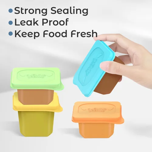Vista 3 de Tapas de comida para bebés compatibles con contenedores de alimentos Gerber, tapas de silicona sin BPA para almacenamiento de alimentos para bebés