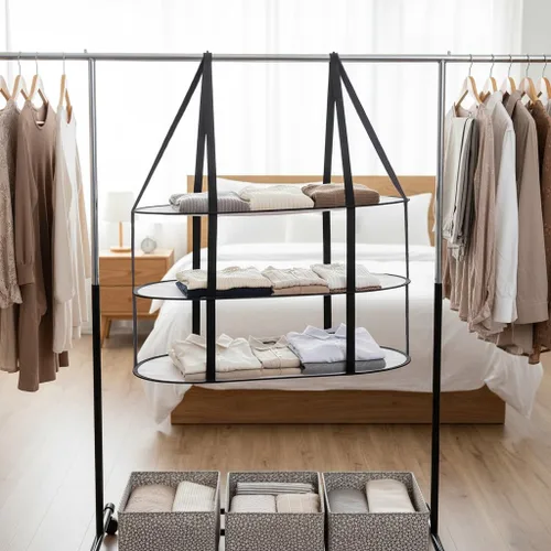 Vista 7 de CINPIUK Escurridor de suéter de 3 niveles sobre la puerta, secadora plegable de malla para colgar con ganchos, colgador de secado de ropa