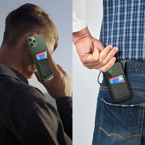 Vista 3 de doeboe Tarjetero de cuero para la parte posterior del teléfono, funda de tarjeta de crédito para teléfono celular, funda de cartera de teléfono