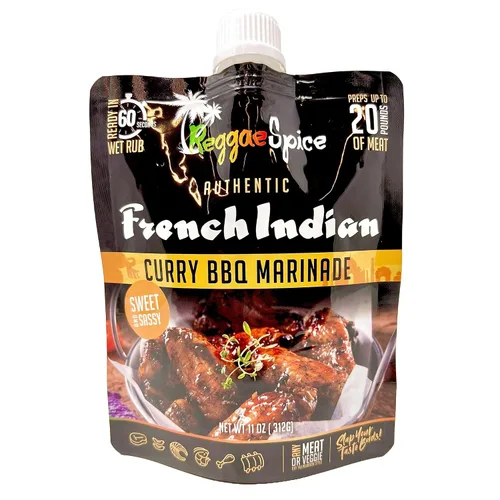 Reggae Spice Marinada para barbacoa de curry indio francés, salsa auténtica de condimentos húmedos de 60 segundos para cocinar carnes, sin gluten,