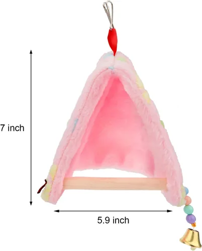 Vista 4 de Tienda de campaña de felpa para pájaros, hamaca triangular cálida para invierno, cama nido para loro, periquito, cacatúa, tortolito (S)