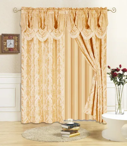 Vista 5 de All American Collection Nuevo juego de cortinas de 4 piezas con cenefa adjunta y transparente con 2 alzapaños incluidos (96" de largo, gris pardo)