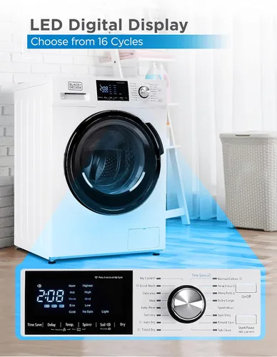 Vista 3 de BLACK+DECKER Combo de lavadora y secadora, 2.7 pies cúbicos Todo en uno con pantalla LED y 16 ciclos