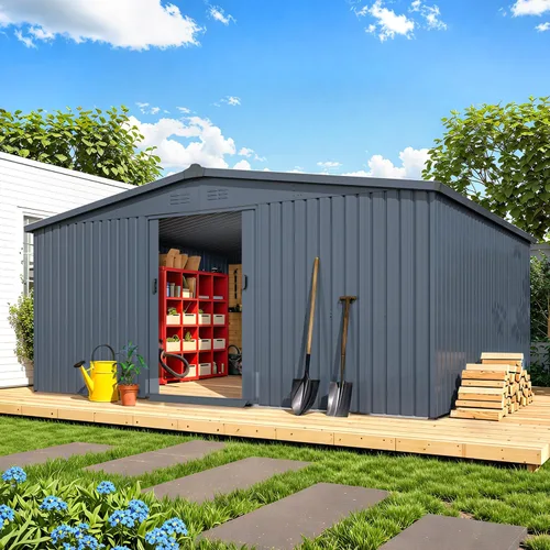 Vista 22 de AECOJOY Cobertizo de 5 x 3 pies, pequeños cobertizos de metal y espacio de almacenamiento al aire libre de 3 x 5 pies, pequeño cobertizo de metal