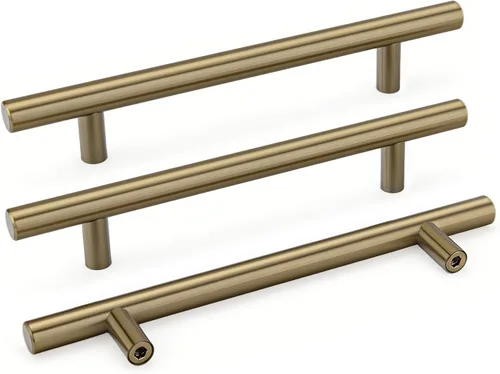 Vista 27 de Goldenwarm Tiradores de cajón de latón cepillado manijas de gabinete de oro - BSS-64-10