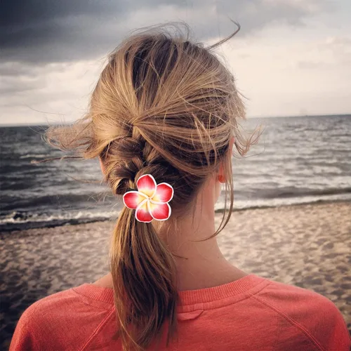 Vista 4 de 12 bandas para el pelo de flores para niñas, lazos para el cabello, decoración de plumeria, accesorios para el cabello, accesorios para el cabello