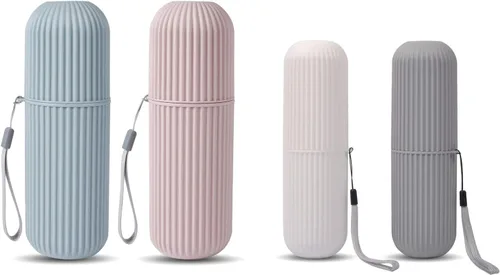 UCEC Estuche de viaje para cepillo de dientes, portacepillos de dientes portátil para camping, viajes, hogar, escuela, negocios, baño, paquete de 4